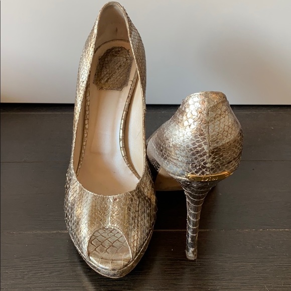 COPY - DIOR- Metallic snake skin peep toe pumps - Picture 6 of 7